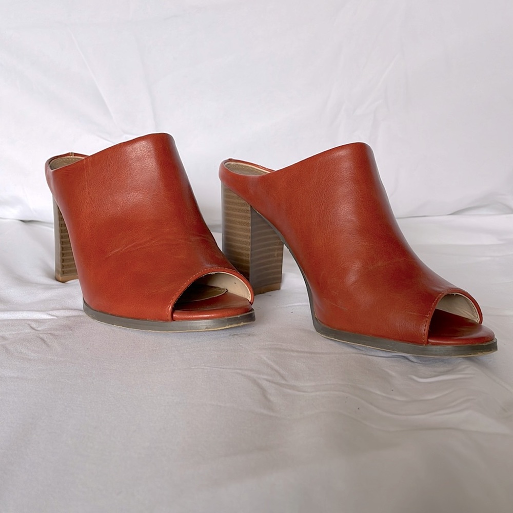 Seven7 Mexx Mules, Open toe, Papaya, Size: 8